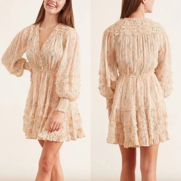 Ulla Johnson Avery Silk Chiffon Mini Dress – Tiered Ruffle Size 4 - Picture 1 of 8